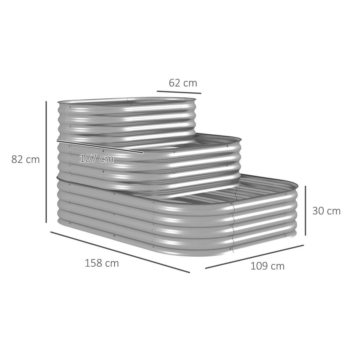 PFLANZENTREPPE, Silberfarben - Silberfarben, Metall (109/82/158cm) - Outsunny