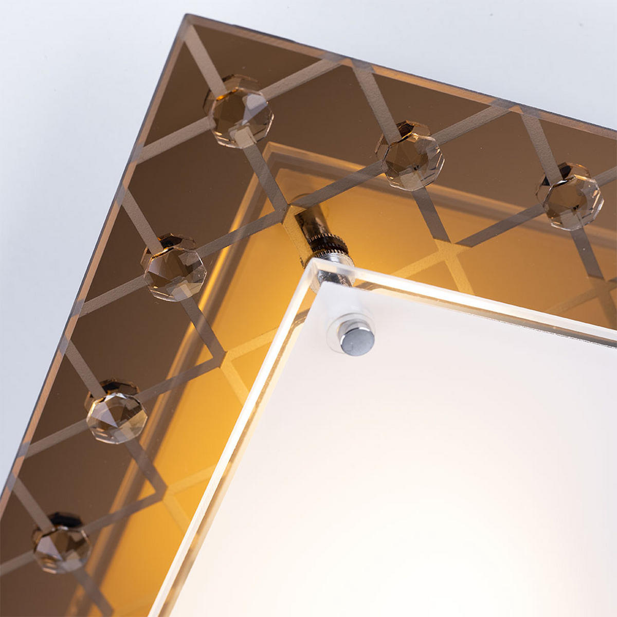 LED DECKENLEUCHTE Metall Kupfer Kristalloptik Glas - Kupferfarben, Glas (26/26/8.5cm) - Esto