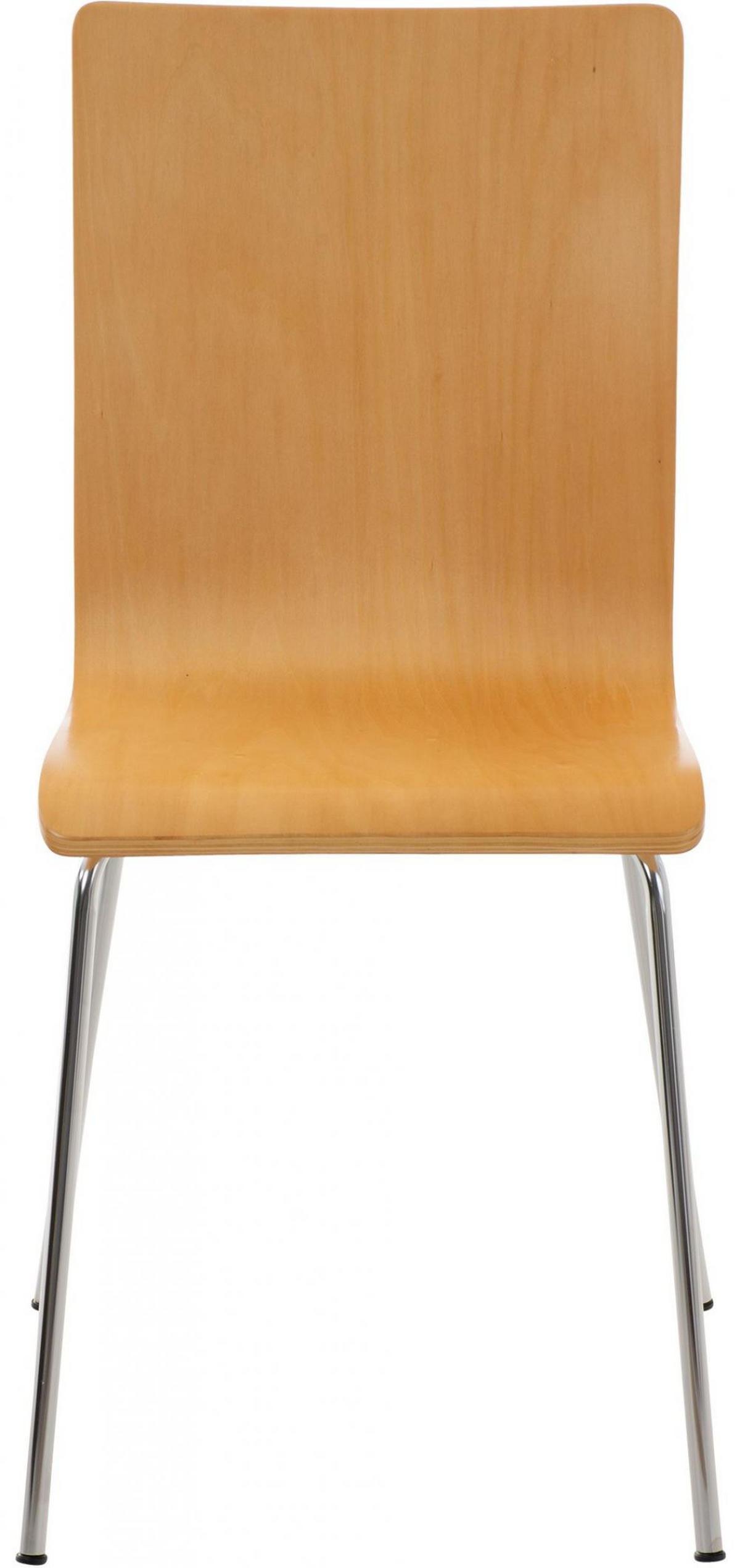 BESUCHERSTUHL Holz natura - Chromfarben/Eukalyptusholzfarben, Holz/Metall (43/87/47cm) - CLP