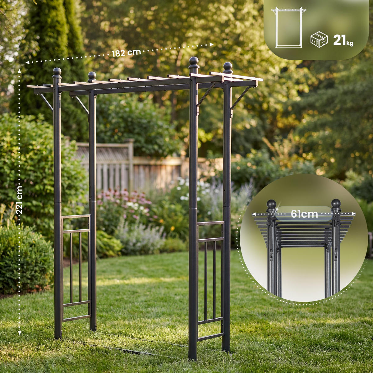 ROSENBOGEN Metall Anthrazit - Anthrazit, Metall (186/221/66cm) - CLP