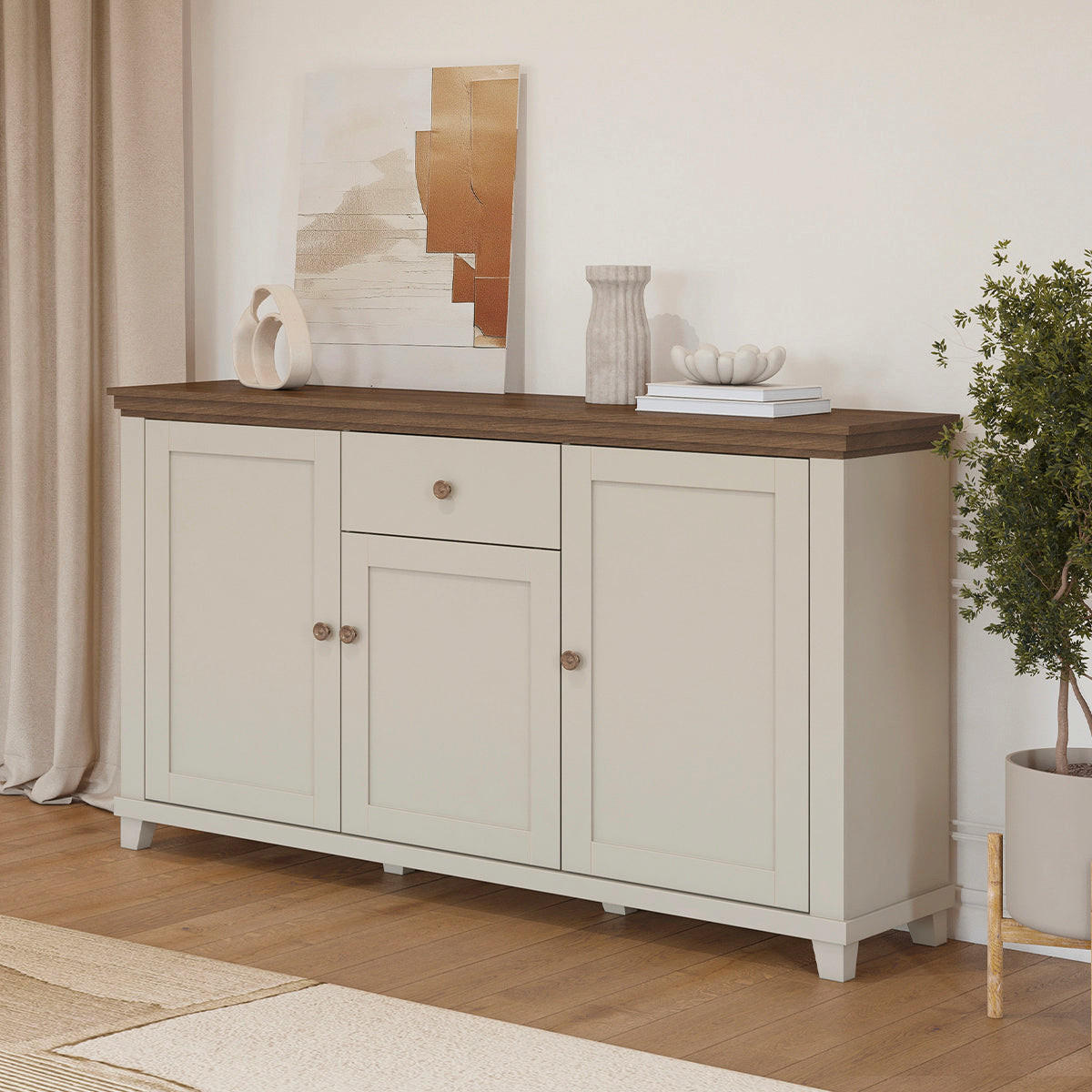 SIDEBOARD Martin Béžová a dřevo - hnědá, kompozitní dřevo (160/93.3/42cm) - Petits-meubles