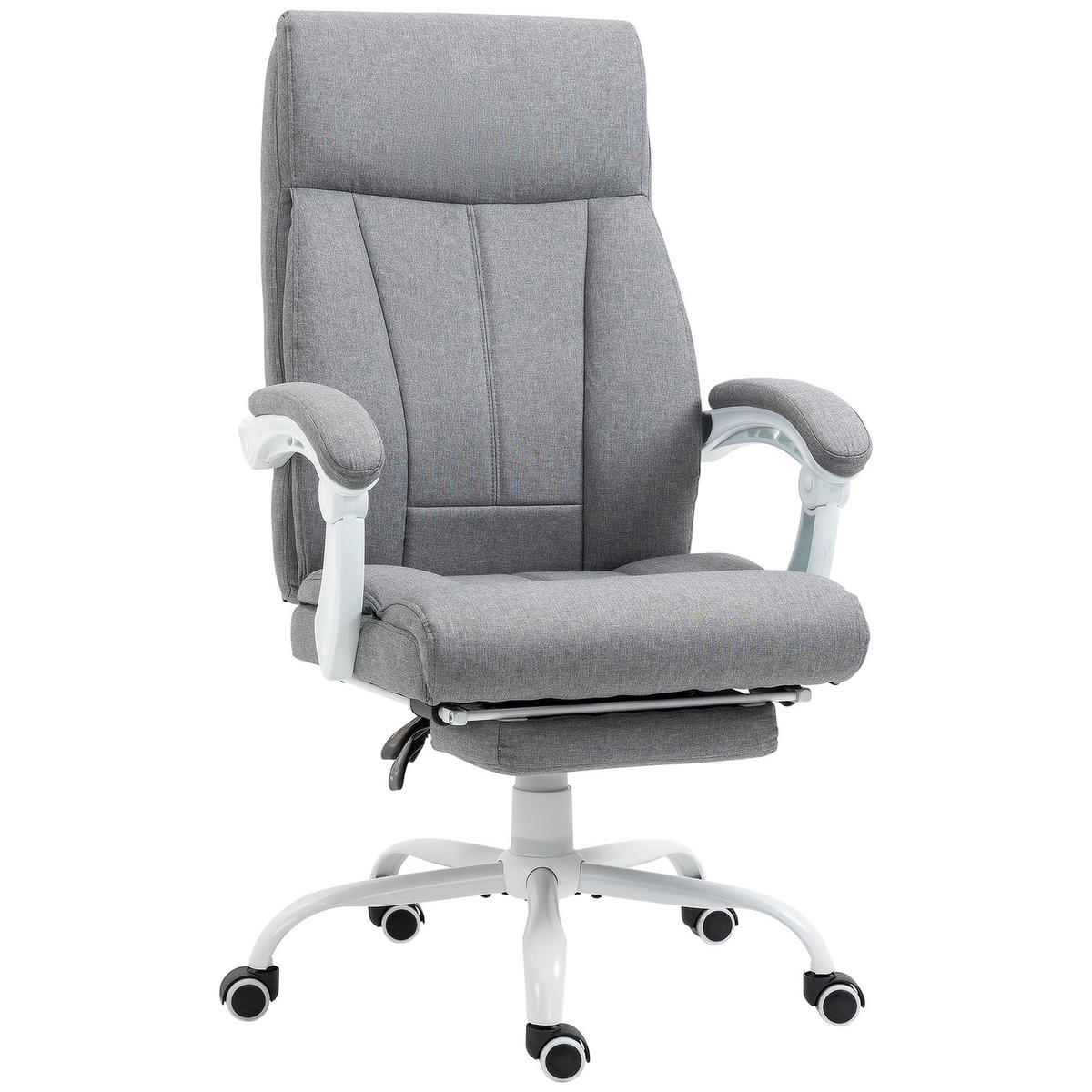 BÜROSTUHL, Ergonomischer Schreibtischstuhl mit Liegefunktion, Fußstütze Grau - Grau, Kunststoff (74/119/65cm) - Vinsetto
