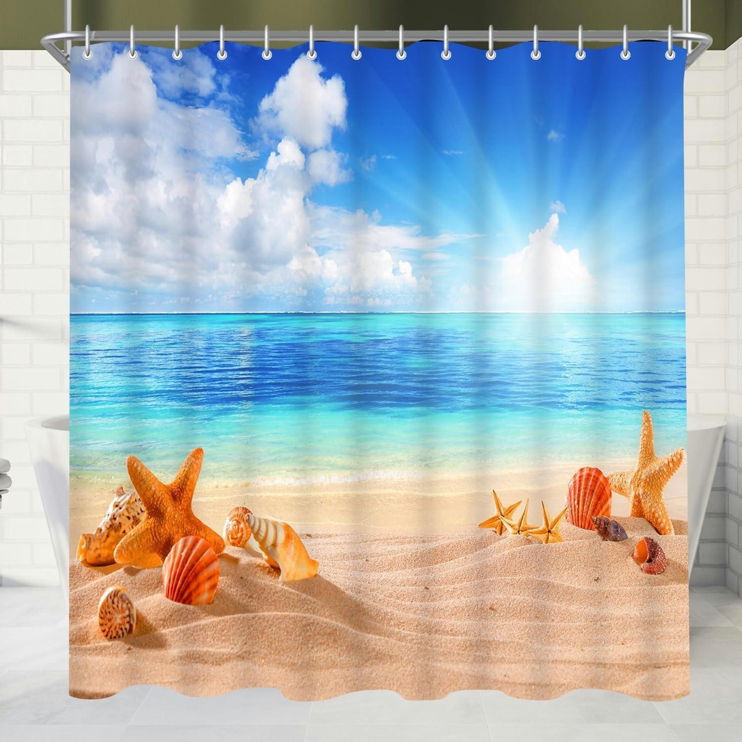 DUSCHVORHANG 200 x 200 cm Sea Blue mit beschwertem Saum - Multicolor, Textil (200/200cm)