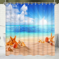 DUSCHVORHANG 200 x 200 cm Sea Blue mit beschwertem Saum - Multicolor, Textil (200/200cm)