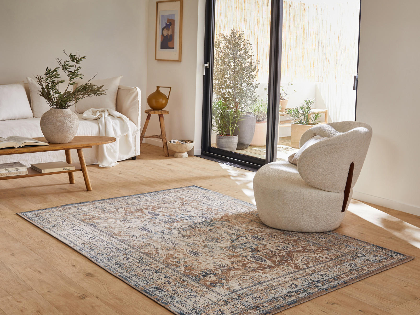 VINTAGE-TEPPICH mit abgenutztem Blumenmuster Carry 67x100 cm - Blau, Textil (67/100cm) - Nazar Rugs