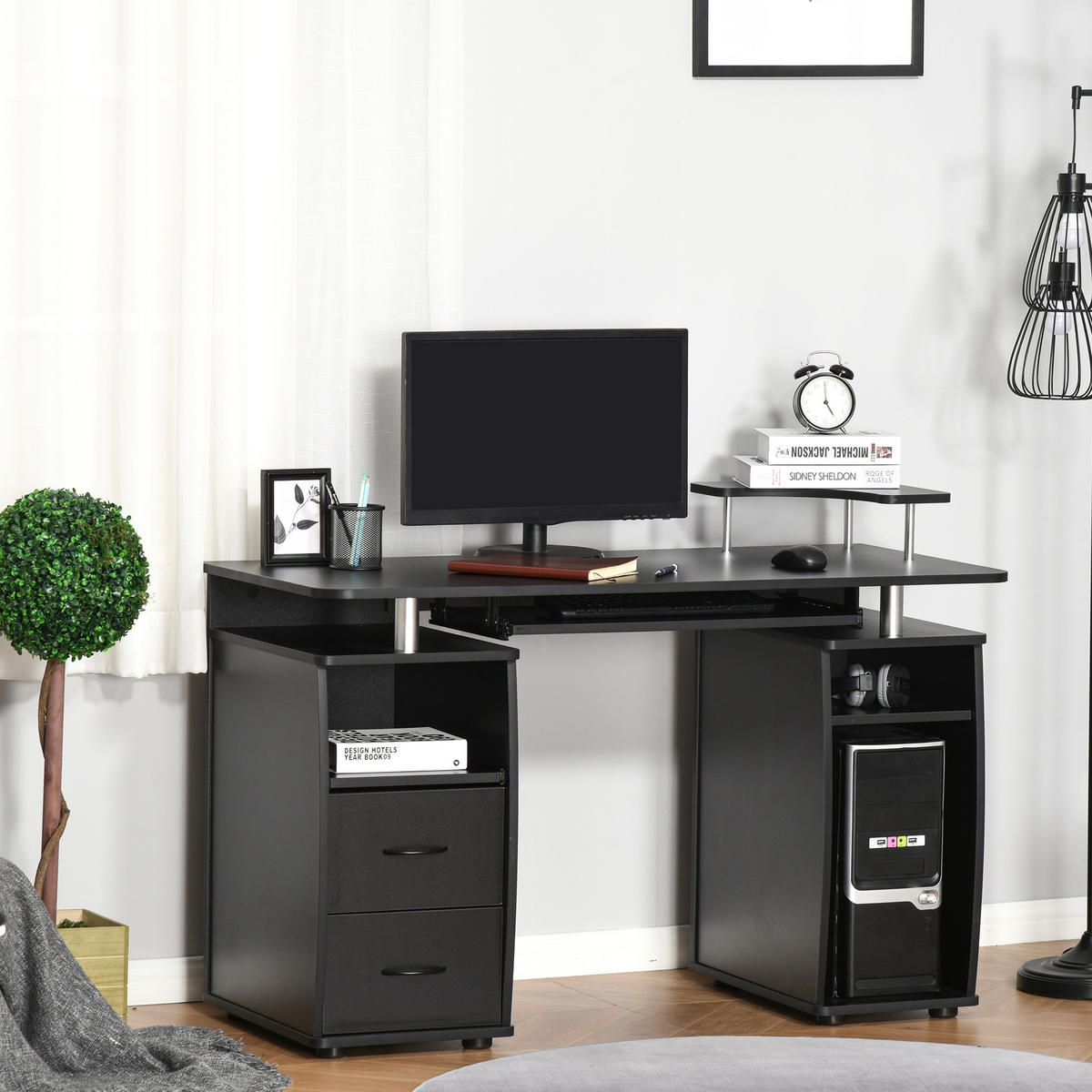 COMPUTERTISCH DE-14960 Schwarz - Schwarz, Holzwerkstoff (55/120/85cm) - ComfortXL