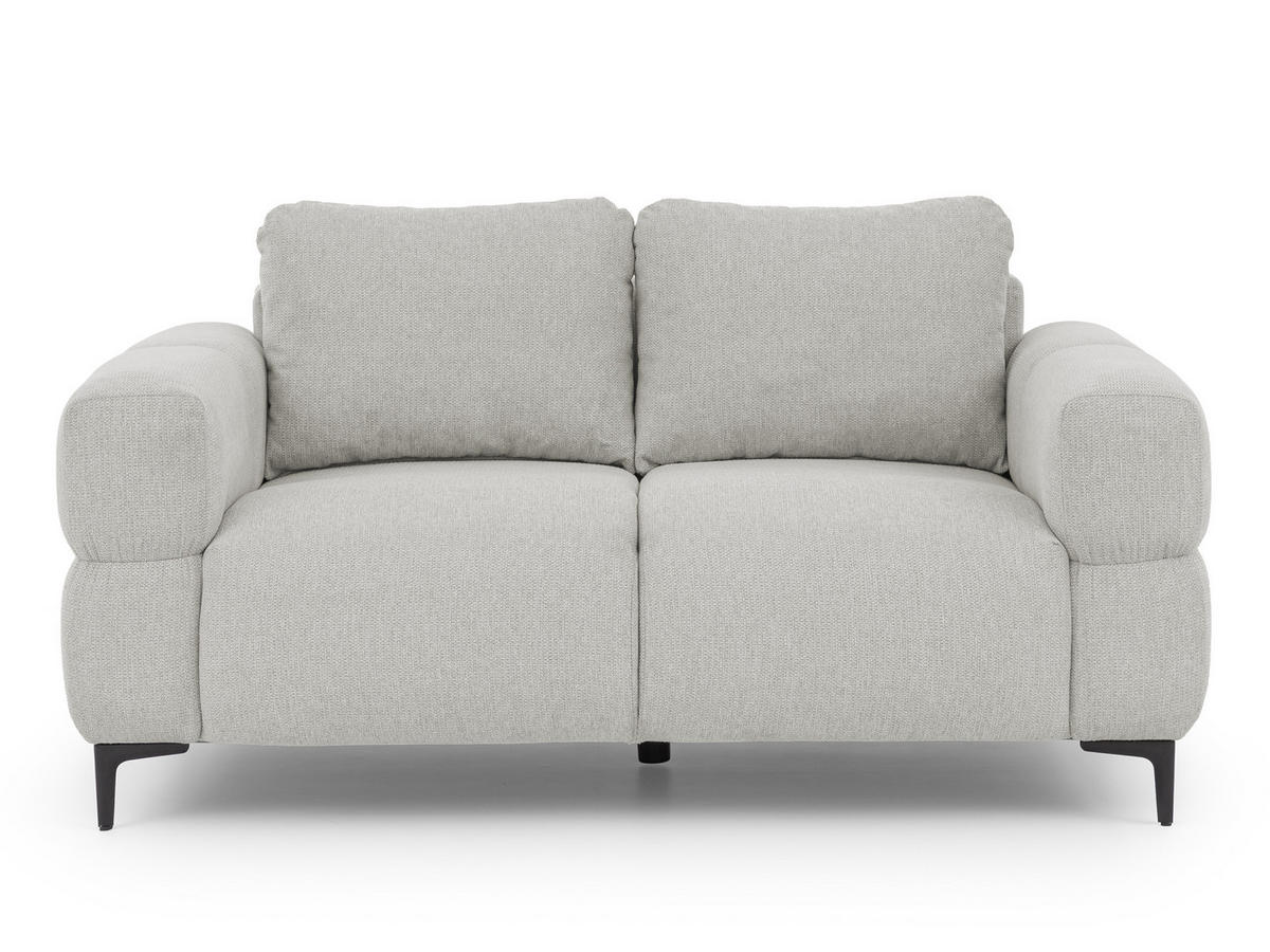 DVOJMIESTNA POHOVKA Cardea v bublinkovom vzhľade z mäkkej svetlosivej štruktúrovanej látky - čierna/svetlosivá, kov/drevo (154/80/97cm) - S-Style Möbel