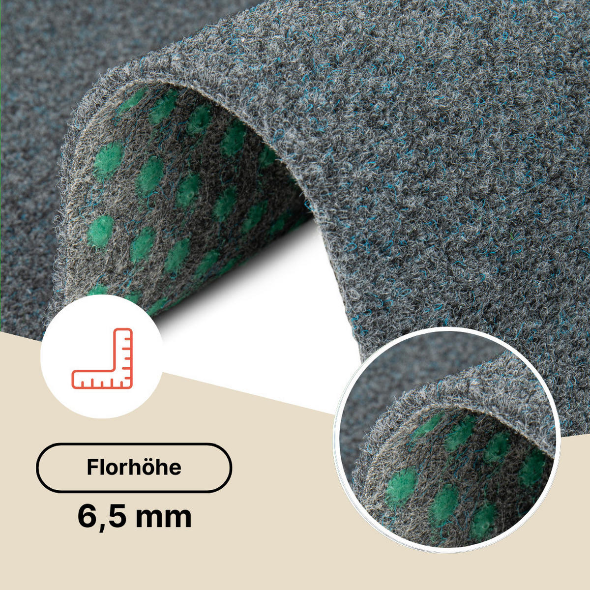 KUNSTRASEN Magic Forest 6,5 mm – Rasenteppich für Balkon, Terrasse & Garten, wetterfest 300/350 cm - Grau, Textil (300/350cm) - Tapiso