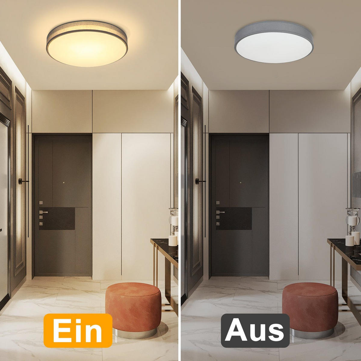 LED-DECKENLEUCHTE Alvira 30/30/6 cm - Grau, Textil (30/30/6cm) - Nettlife