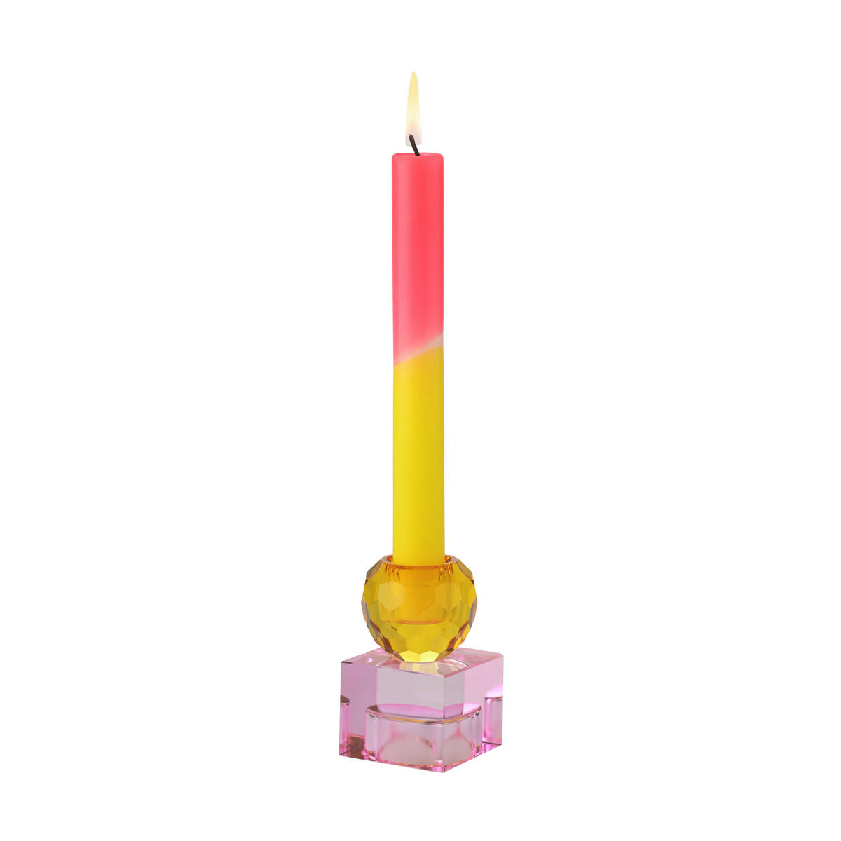 KERZENHALTER Sari Kugel Cube, Glas, Orange / Hellrosa, H 8 cm - Orange, Glas (7/7/10cm) - Gift Company