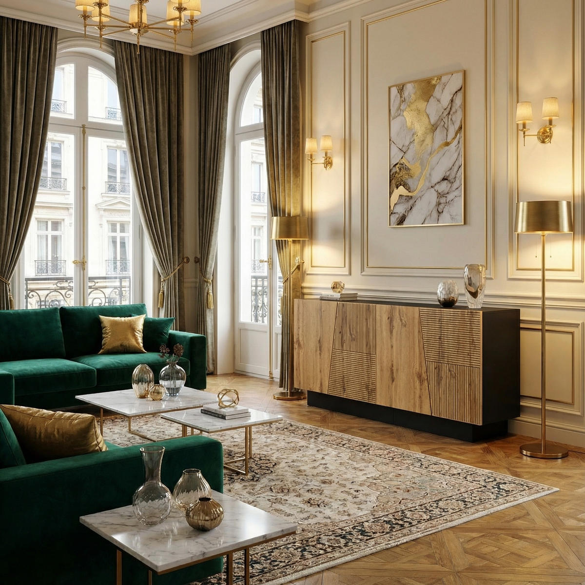 SIDEBOARD 160cm in Schwarz & Eiche-Optik - Walnussfarben, Holzwerkstoff (160/72/40cm) - Urban Meuble