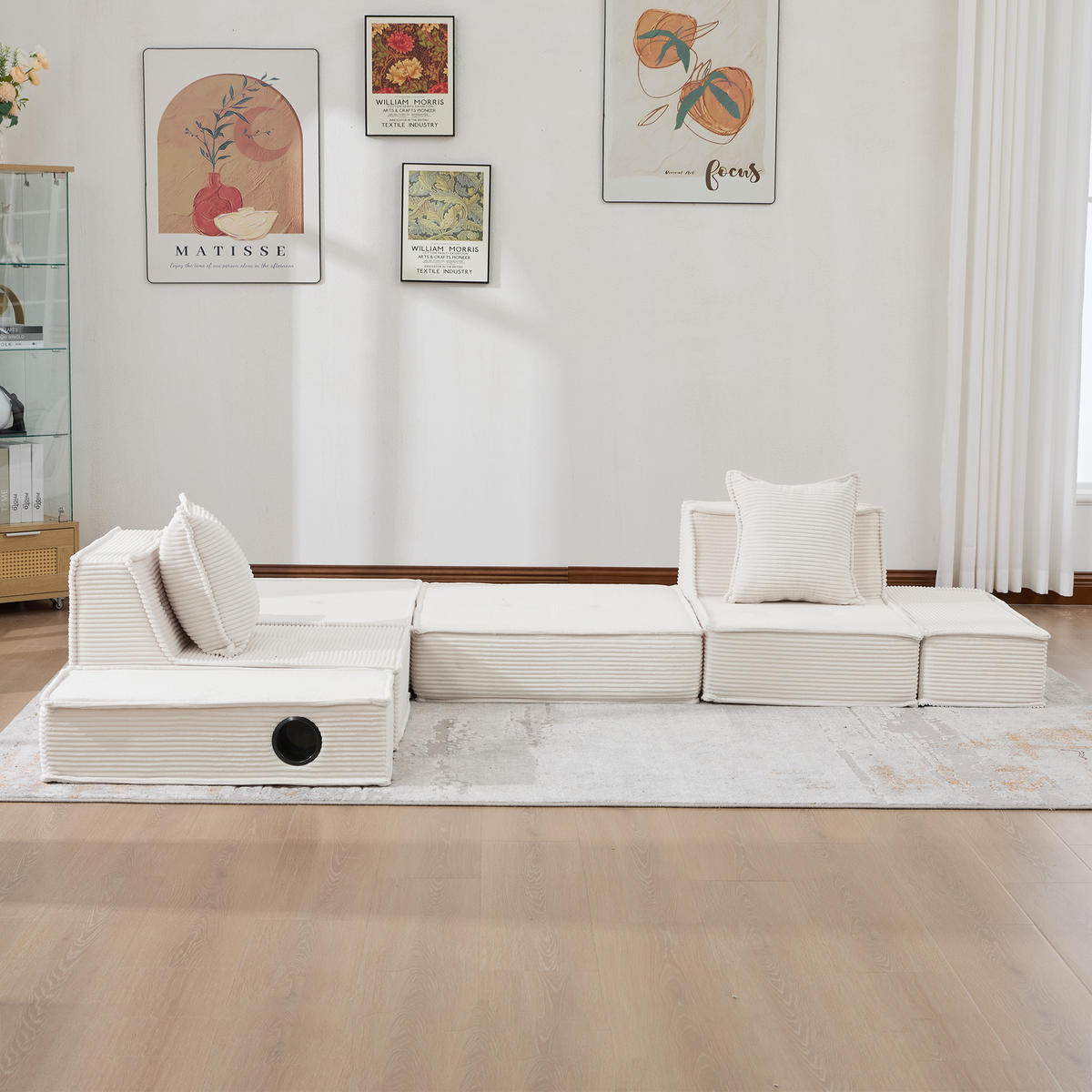 SCHLAFSOFA 162/78/66 cm Beige Cord mit seitlichem Stauraum und Getränkehaltern - Beige, Textil (162/66/78cm) - Oxeza