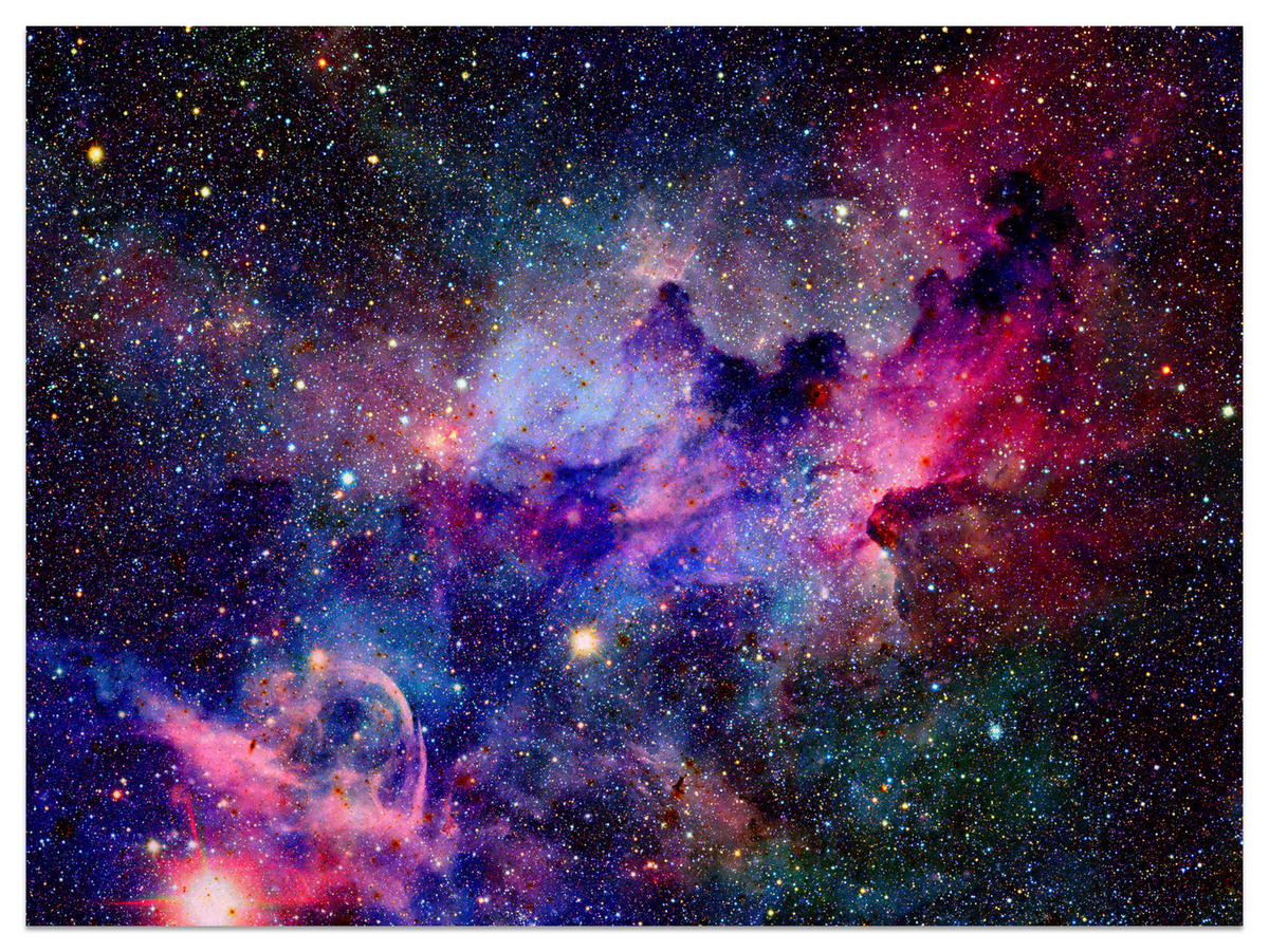 FOTOTAPETA Pre Študentskú Izbu Farebná Hmlovina Kozmos Galaxia 450 x 315 cm - čierna/ružová, papier (450/315cm) - Muralo