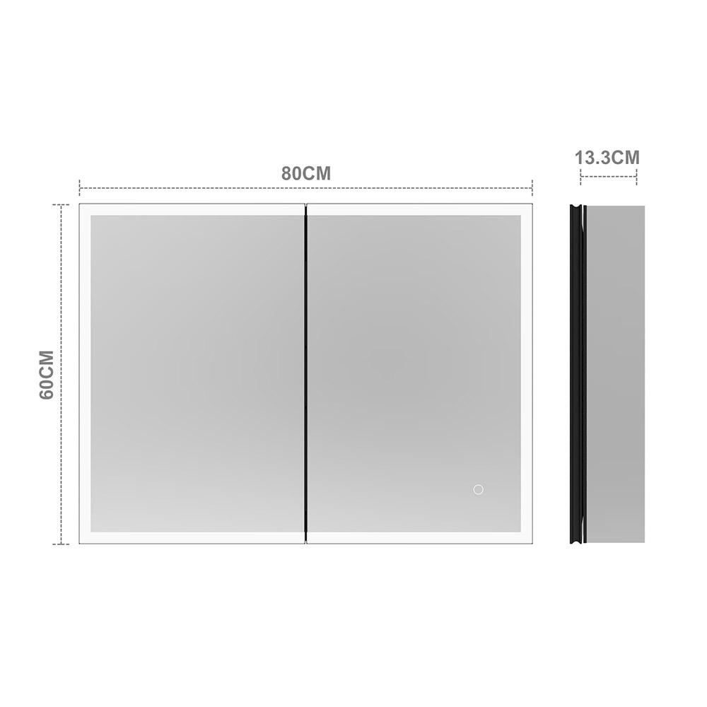 LED-SPIEGEL EVE - Farbe: Schwarz, Größe: 80 x 60 cm - Schwarz, Metall (80/60/13.3cm) - Home Deluxe