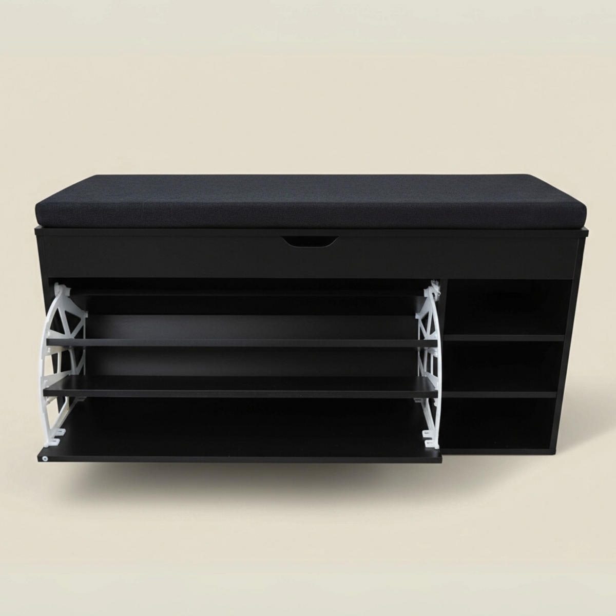 SCHUHSCHRANK Gradia 100/34/50 cm Sitzfläche ausziehbar - Schwarz, Holzwerkstoff (34/50/100cm) - BOXIMO