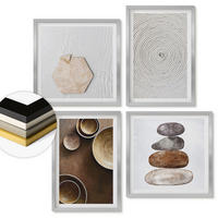 WANDBILDER 4er Set - 50x50 cm & 40x60 cm Silberner Rahmen - Texturen in der modernen Kunst - Silberfarben, Kunststoff (50/50cm) - ArtPrintCave
