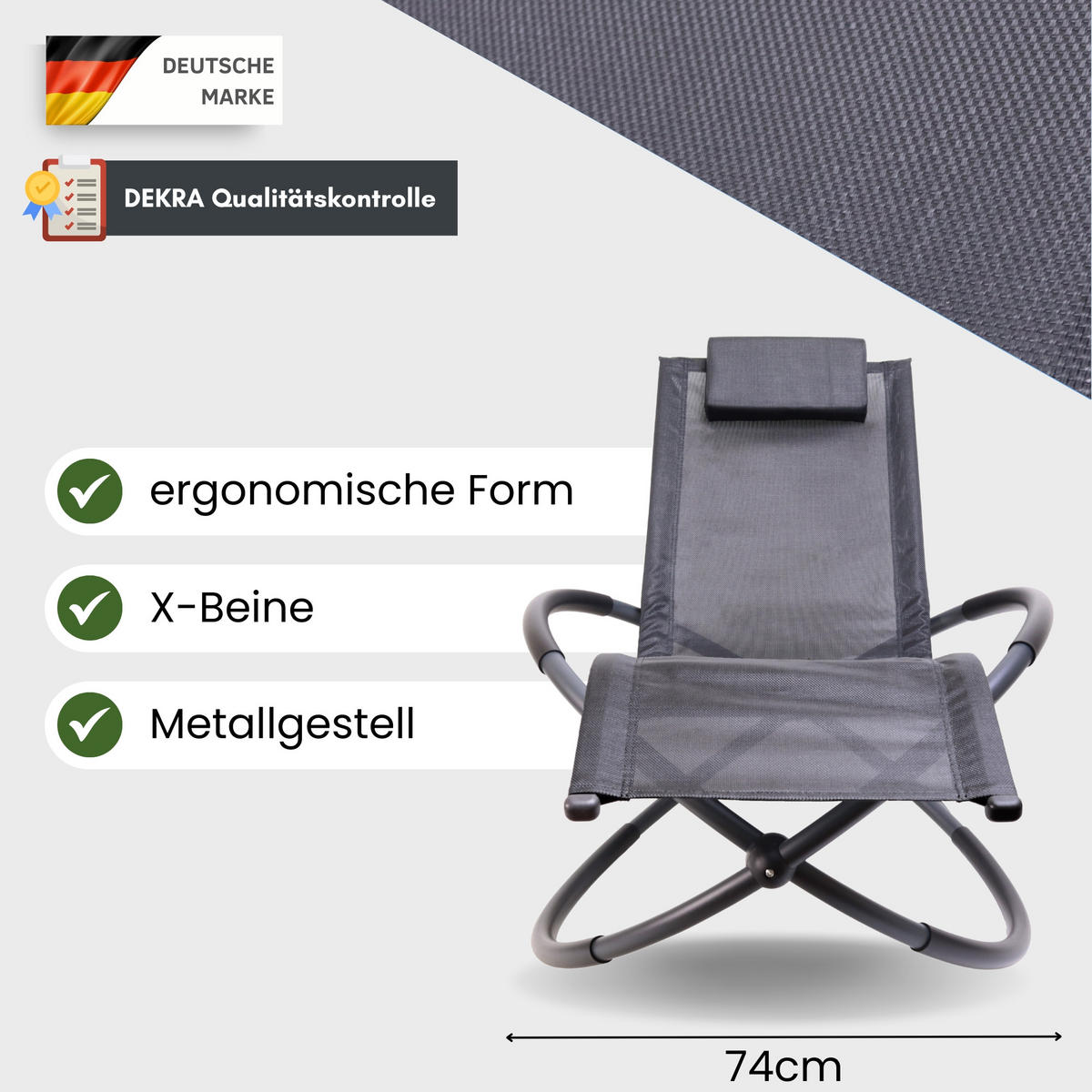 SCHWUNGLIEGE X-Form - Anthrazit, Metall (74/82/166cm) - Albatros