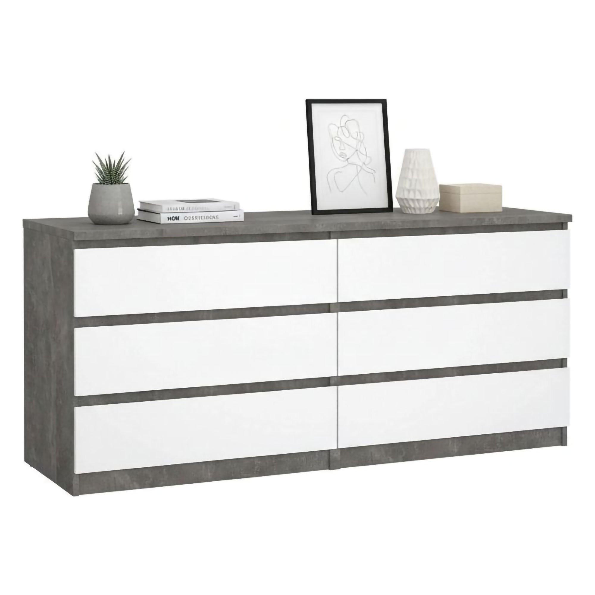 KOMMODE Zement, Glänzendes Weiß 50/153.8/70.1 cm - Grau, Holzwerkstoff (154/70/50cm) - DMORA