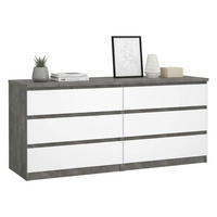 KOMMODE Zement, Glänzendes Weiß 50/153.8/70.1 cm - Grau, Holzwerkstoff (154/70/50cm) - DMORA
