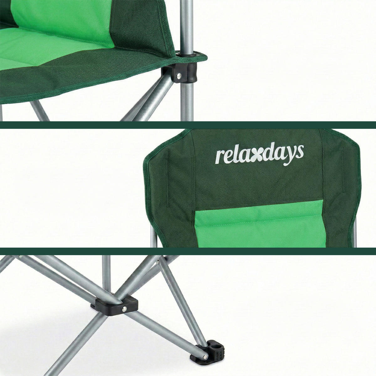 ŽIDLE Zelená kempingová skládací - různobarevná, kov/textil (86/108/61cm) - Relaxdays