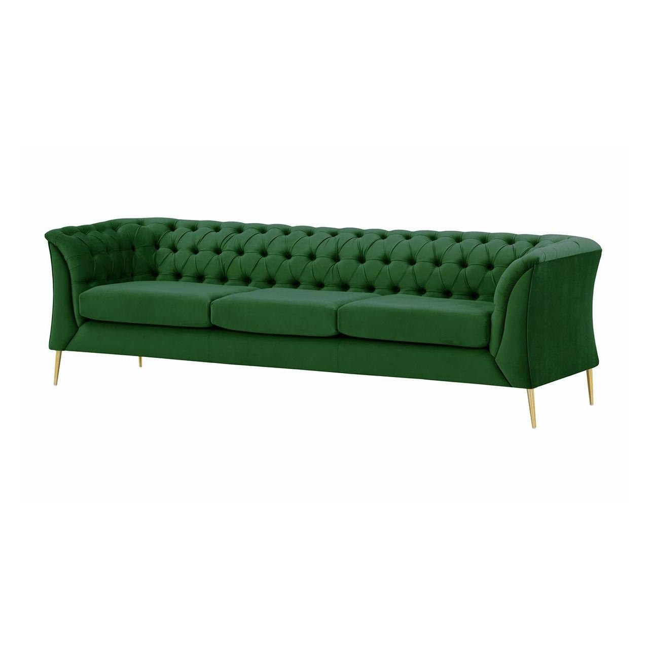 DREISITZER-SOFA Chesterfield Modern-Velluto 10 - Grün, Holz/Textil (248/74/80cm)