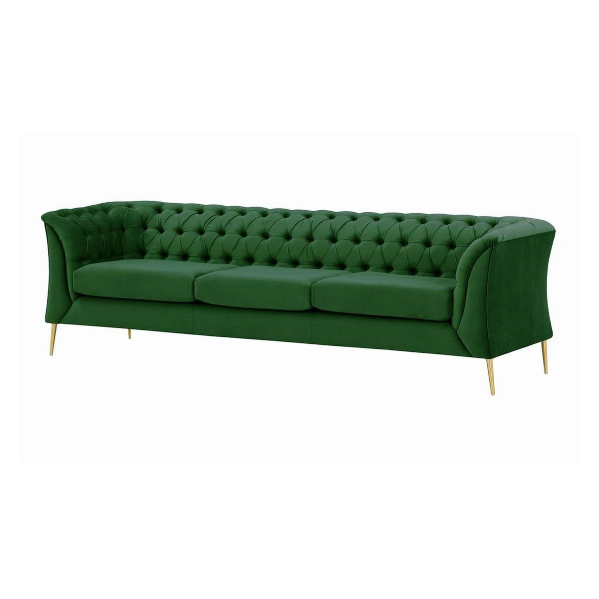 DREISITZER-SOFA Chesterfield Modern-Velluto 10 - Grün, Holz/Textil (248/74/80cm)