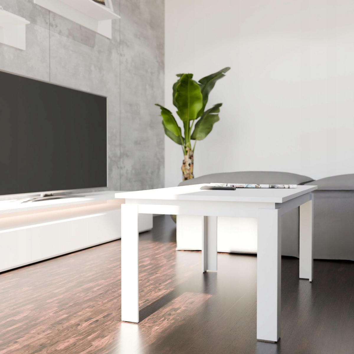 COUCHTISH CR3-STERN-55 Weiß 55/55/43 cm - Weiß, Holzwerkstoff (55/55/43cm)