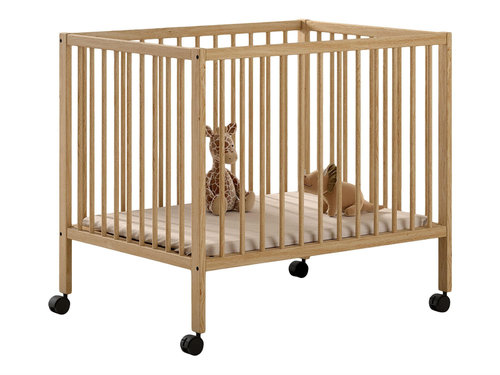GITTERBETT auf Rollen Keira 3-fach höhenverstellbar Buche massiv natur - Buchefarben, Holz (75/95cm) - 58aufmkessel