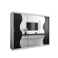SCHWEBETÜRENSCHRANK 200/250/62 3-türig - Silberfarben/Schwarz, Holz/Kunststoff (250/200/62cm) - Abiks Möbel