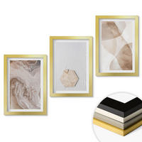 WANDBILDER 3er Set - 20x30 cm Goldrahmen - Designerabstraktion der Natur - Goldfarben, Kunststoff (20/30cm) - ArtPrintCave