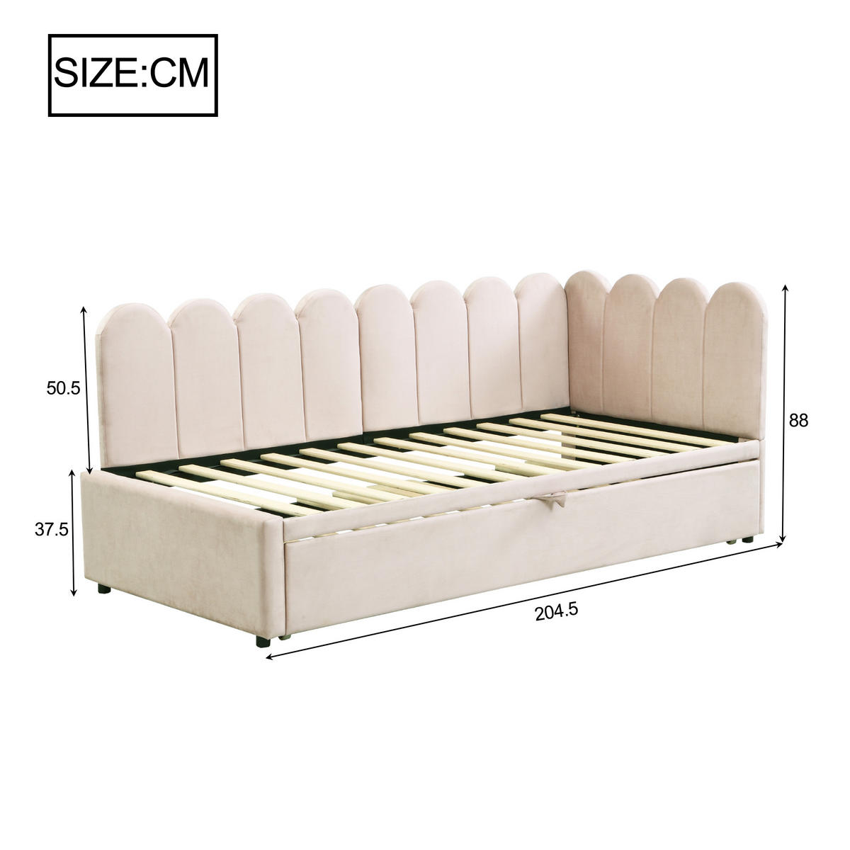 SCHLAFSOFA 90/200 cm & 180/200 cm in Beige Samt mit Ausziehbett - Beige, Holzwerkstoff/Textil (90/200cm) - WISHDOR