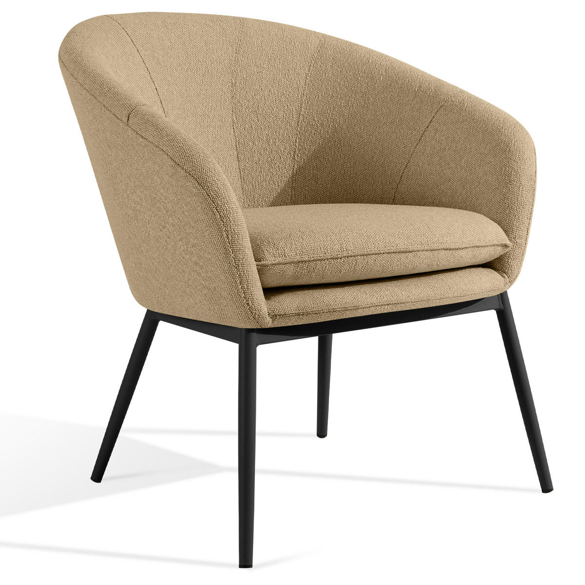 GARTENMÖBELSET SOLIS Gartenlounge-Set, warm beige/schwarz - Beige, Textil/Metall - KONSIMO®