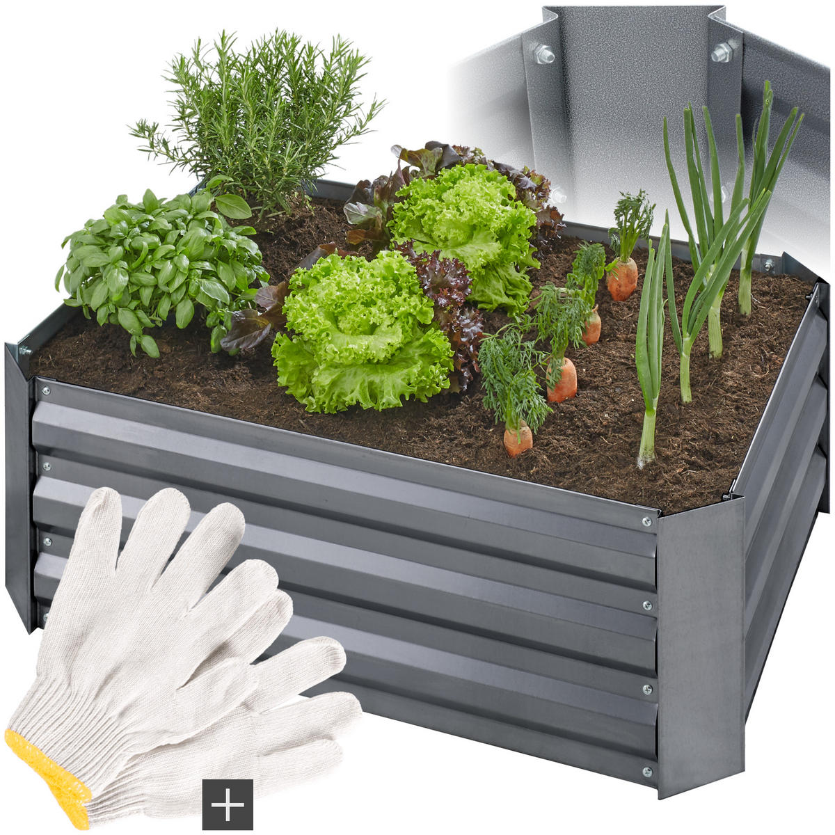 HOCHBEET Valeriana,80 x 60 x 30 cm,grau - Grau, Metall (60/30/80cm) - tectake