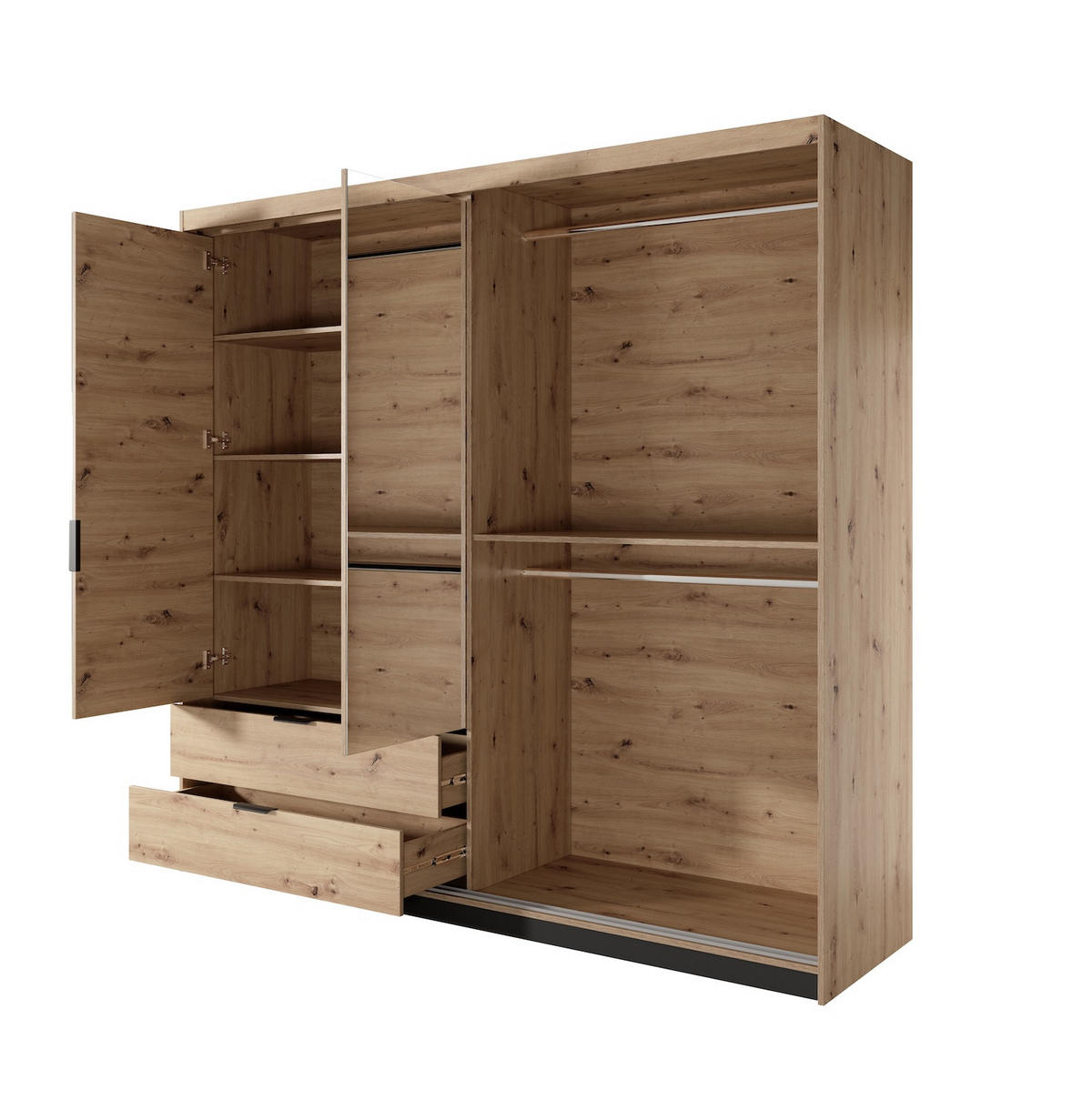 KLEIDERSCHRANK Tally Artisan Eiche / anthrazit 220cm / 60 cm / 210 cm - Eiche Artisan/Braun, Holz/Holzwerkstoff (220/210/60cm) - Feldmann-Wohnen