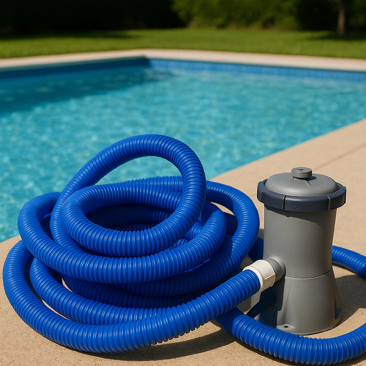 POOLSCHLAUCH - Blau, Kunststoff (3.2cm) - Relaxdays