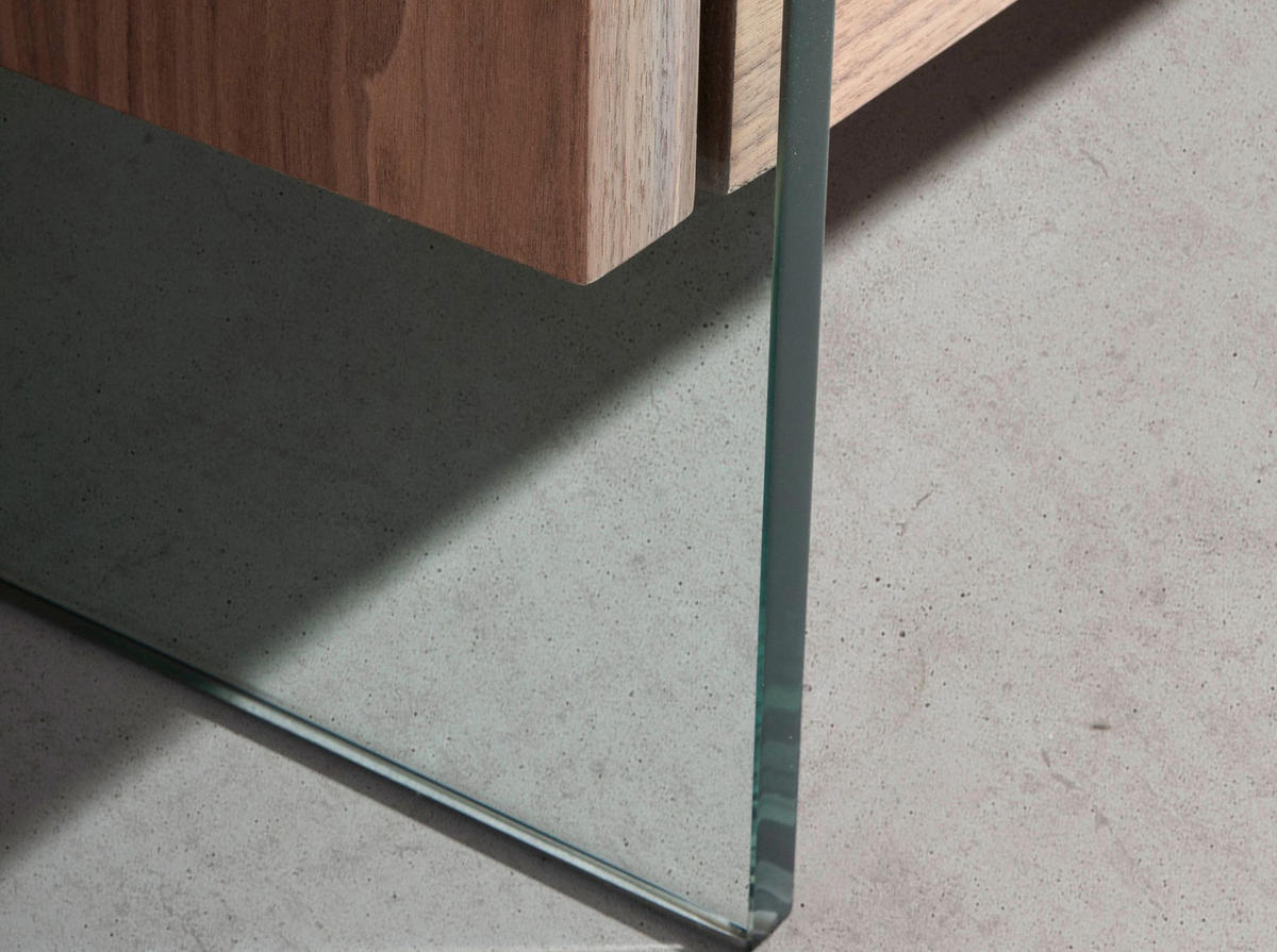 KOMMODE Chiffonier Nussbaum und gehärtetes Glas 58/39/119 cm - Transparent/Walnussfarben, Glas/Holz (58/119/39cm) - ANGEL CERDA