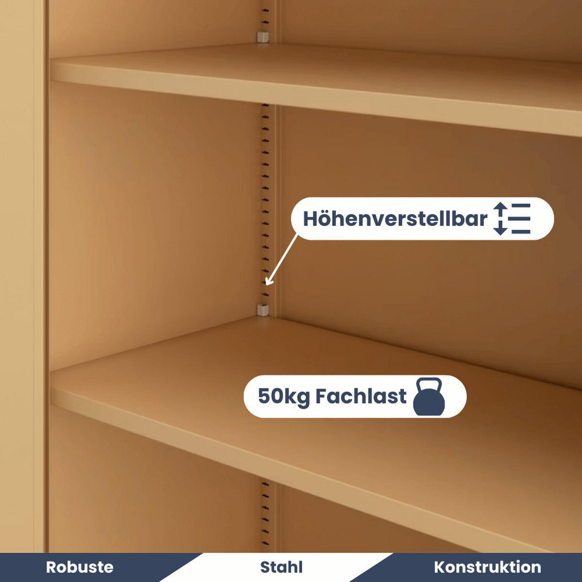 AKTENSCHRANK abschließbar KADO mit Flügeltüren 185x45x40cm Beige - Beige, Metall (45/185/40cm) - DELUKE