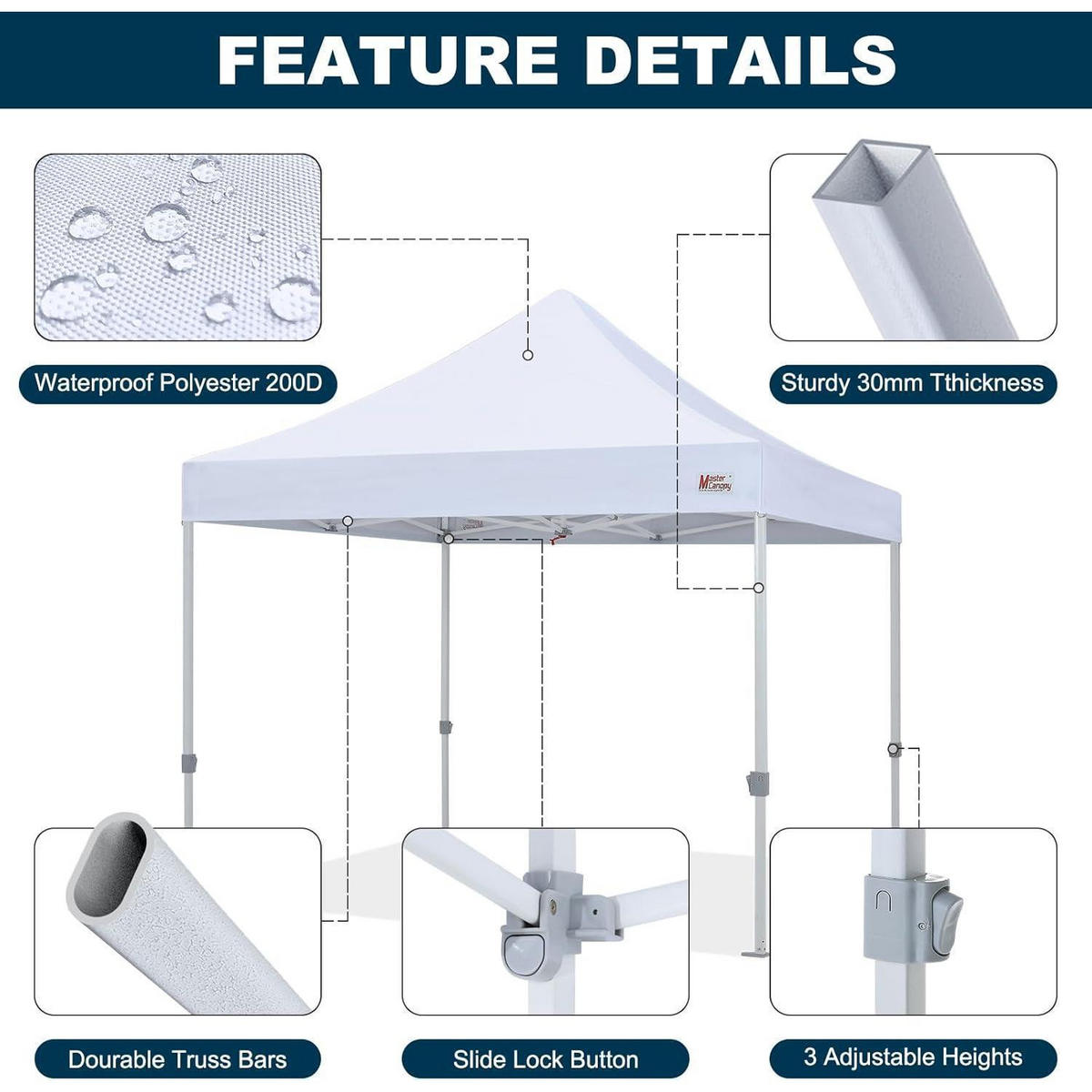 FALTPAVILLON 3 x 3 m Weiß - Weiß, Textil (300/347/300cm)