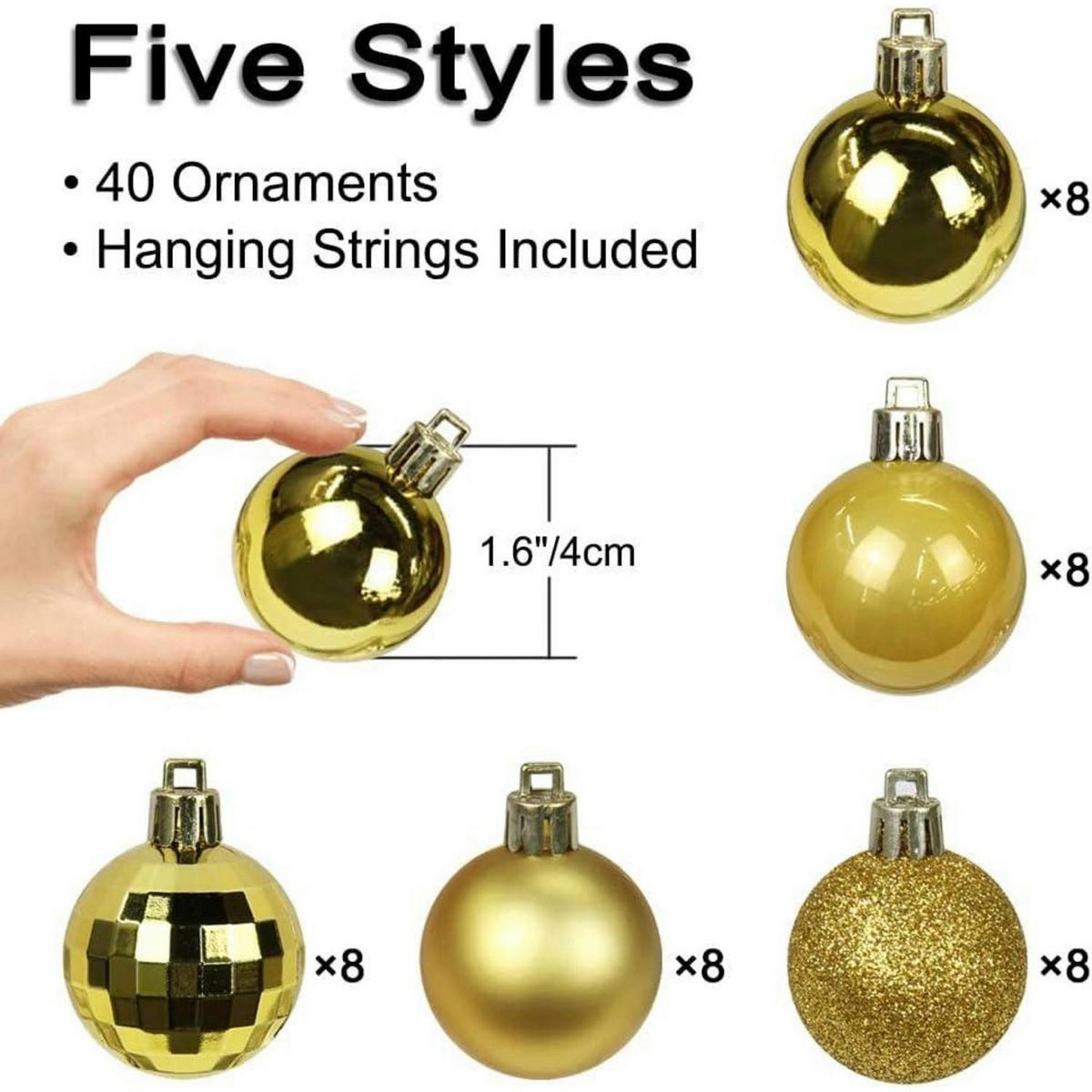 WEIHNACHTSKUGELN 40 Stück Gold 4 cm - Multicolor, Kunststoff (4/4/4cm)