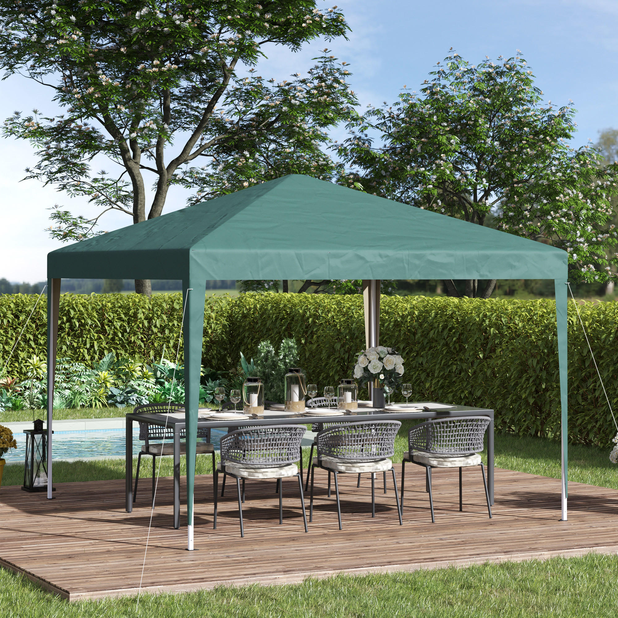 FALTPAVILLON, Hellgrau+Schwarz, Stahl, Oxfordstoff - Grün, Metall (295/255/295cm) - Outsunny