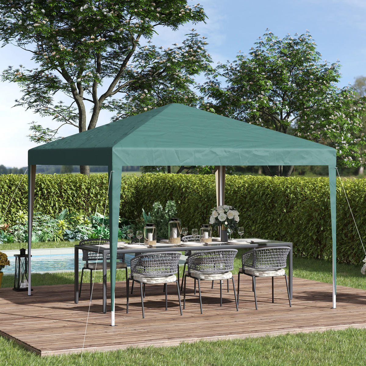 FALTPAVILLON, Hellgrau+Schwarz, Stahl, Oxfordstoff - Grün, Metall (295/255/295cm) - Outsunny