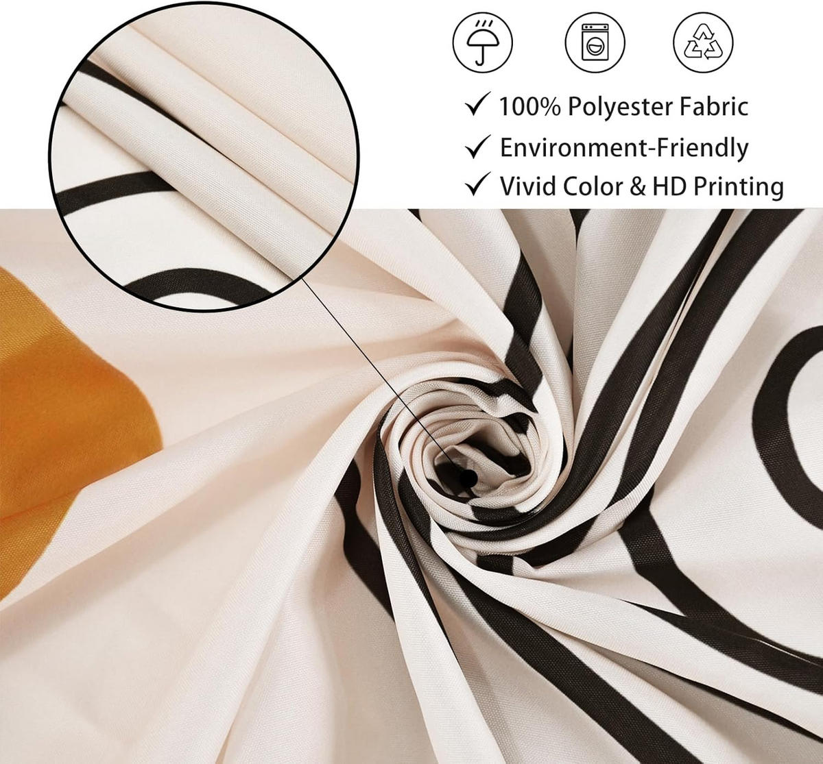 DUSCHVORHANG Boho Mitte minimalistisch abstrakt schlicht modern mit Haken - Beige, Textil (180/200cm) - MCBOSON