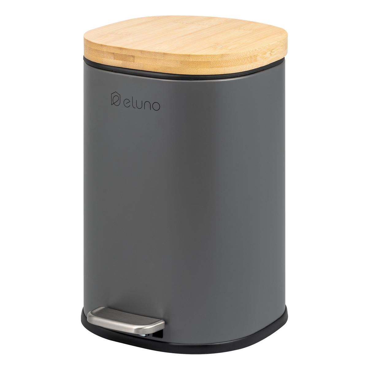 KOSMETIKEIMER FRAMURA, Metall mit Bambus, grau - Grau, Metall (18.5/27.5/23cm) - eluno