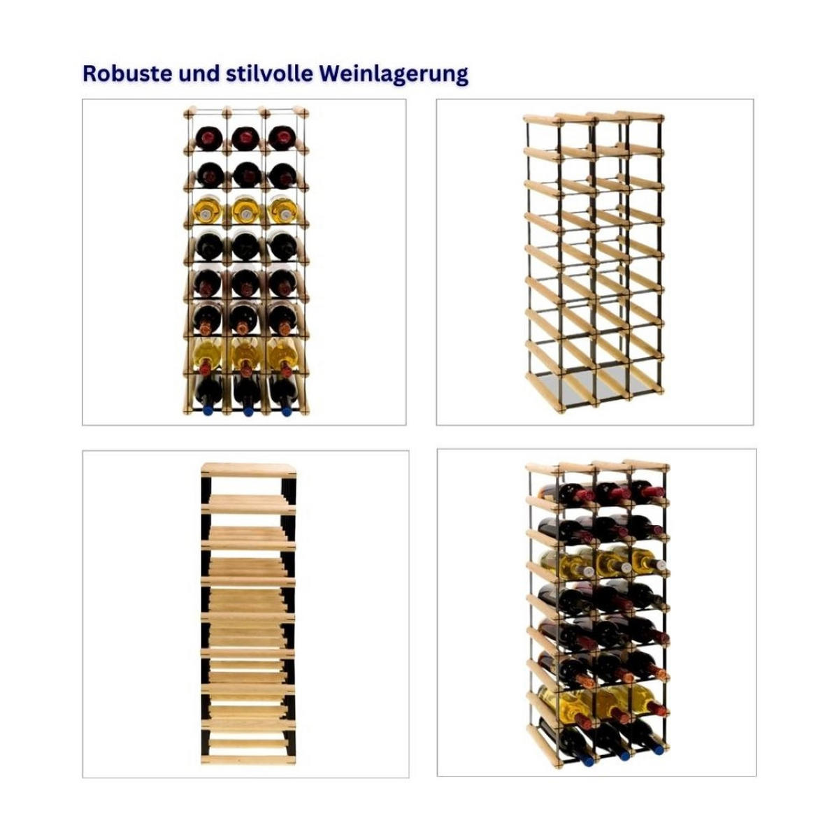 WEINREGAL Vinotega Mod Metal 82,5x32,5x24,5 cm 3x8 Flaschen Massives Kiefernholz Natur - Naturfarben, Holz (32.5/82.5/24.5cm) - PROREGAL