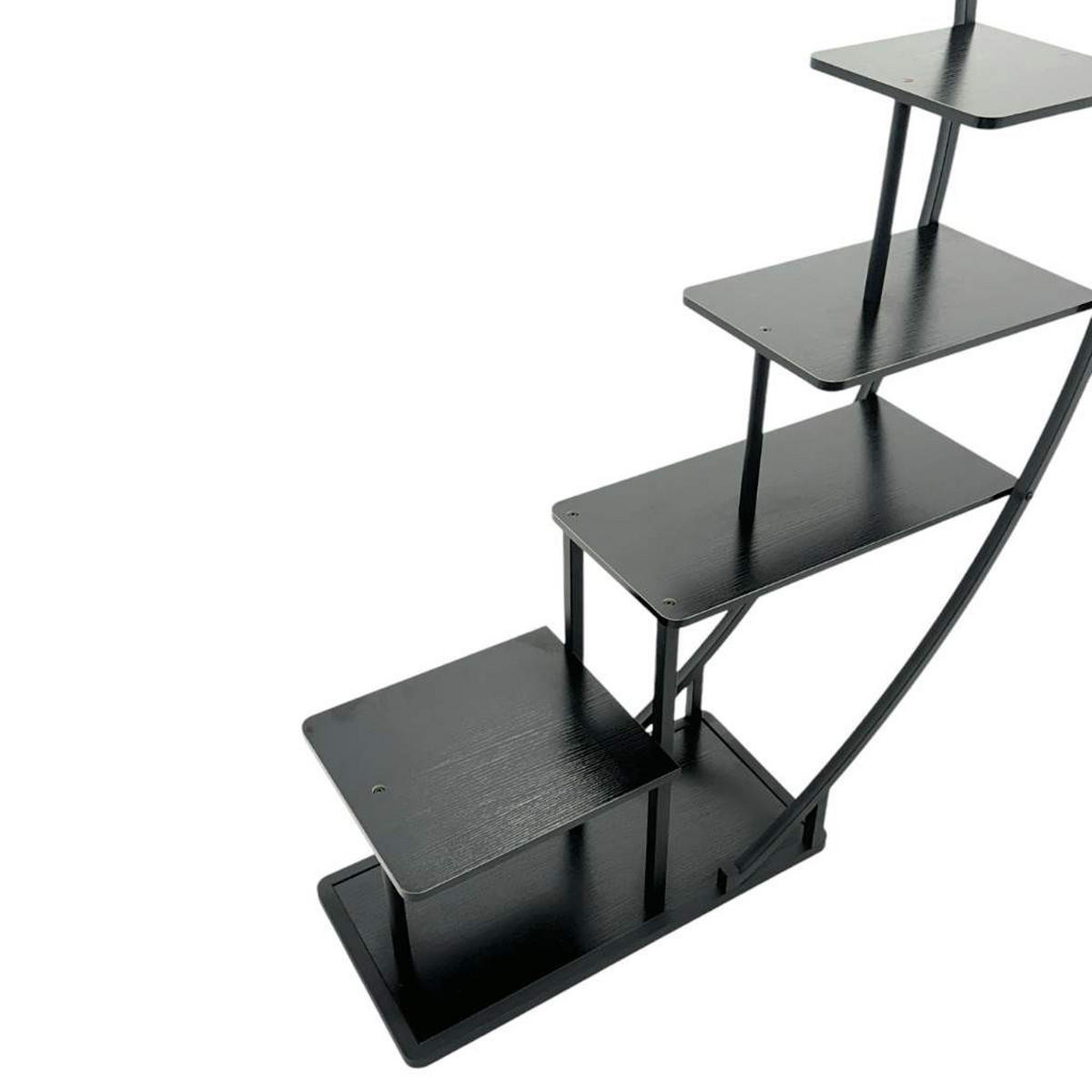 DANDIBO Blumenregal indoor 170 cm Hoch Metall Schwarz Halbrund 96585 Blumentreppe Groß Rund Pflanzenständer Modern Design - Schwarz, Metall (95/170/30cm) - DanDiBo