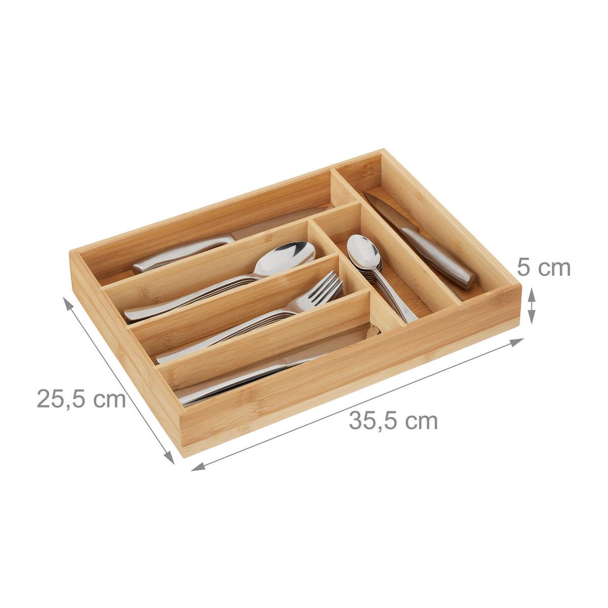 BESTECKKASTEN Bambus - Hellbraun, Holz (25.5/5/35.5cm) - Relaxdays
