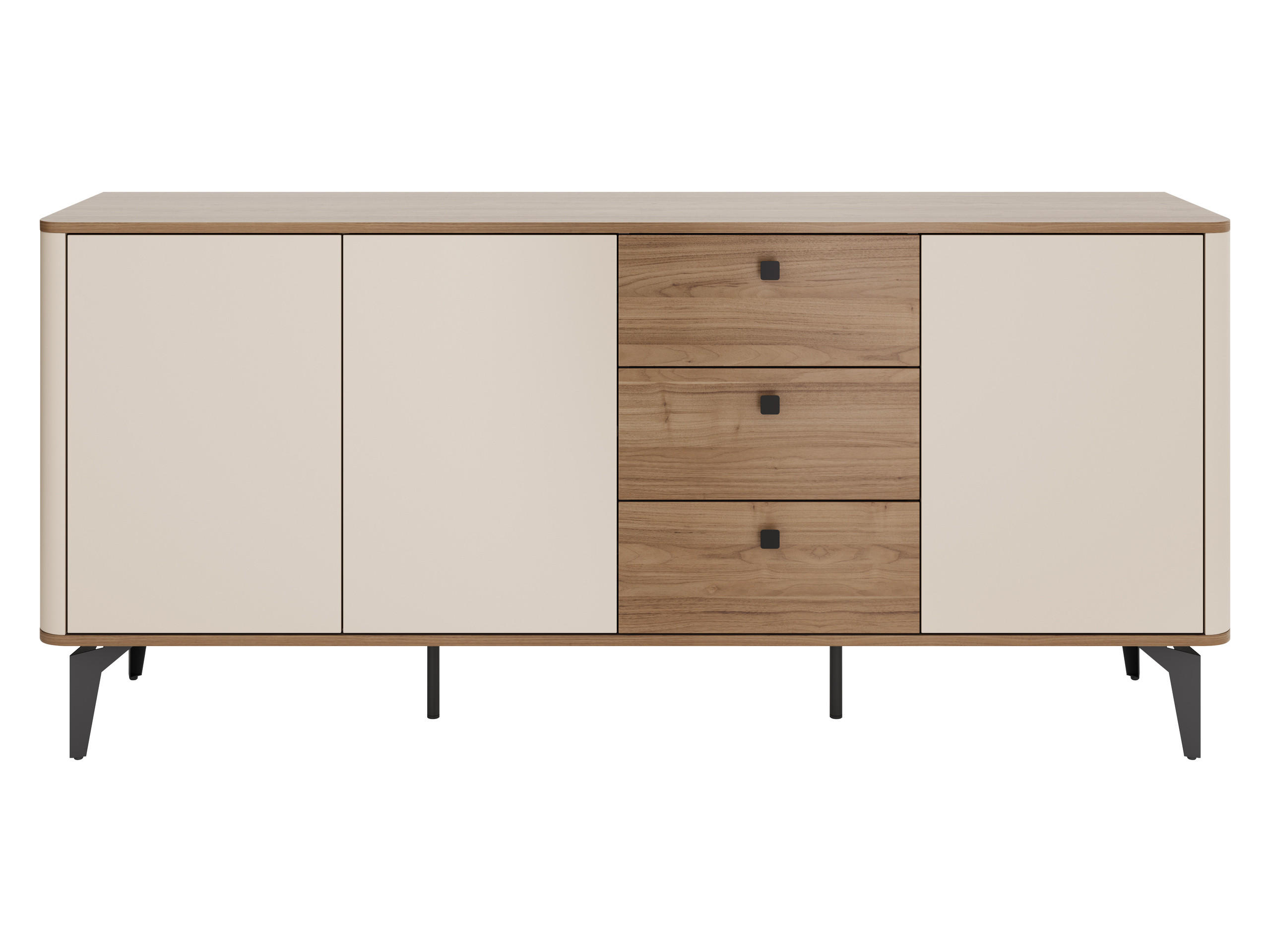 SIDEBOARD Aurena 3D3S AU05 - Kaschmir/Nussbaumfarben, Holzwerkstoff/Metall (180/82/41cm) - MIRJAN24