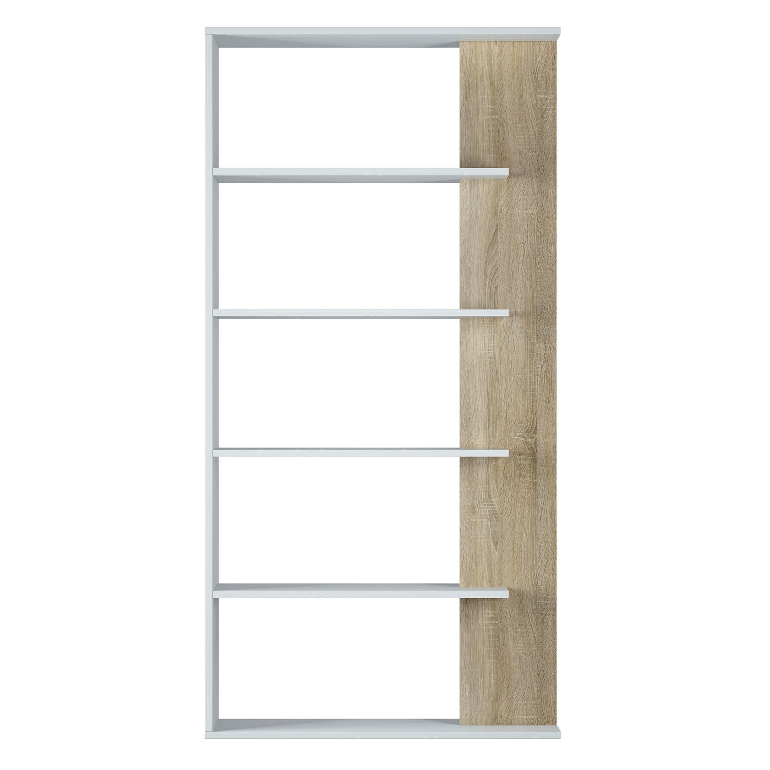 REGAL Lugo Weiß/Eiche 5 Fächer - Weiß, Holzwerkstoff (90/180/25cm) - VS Venta-stock