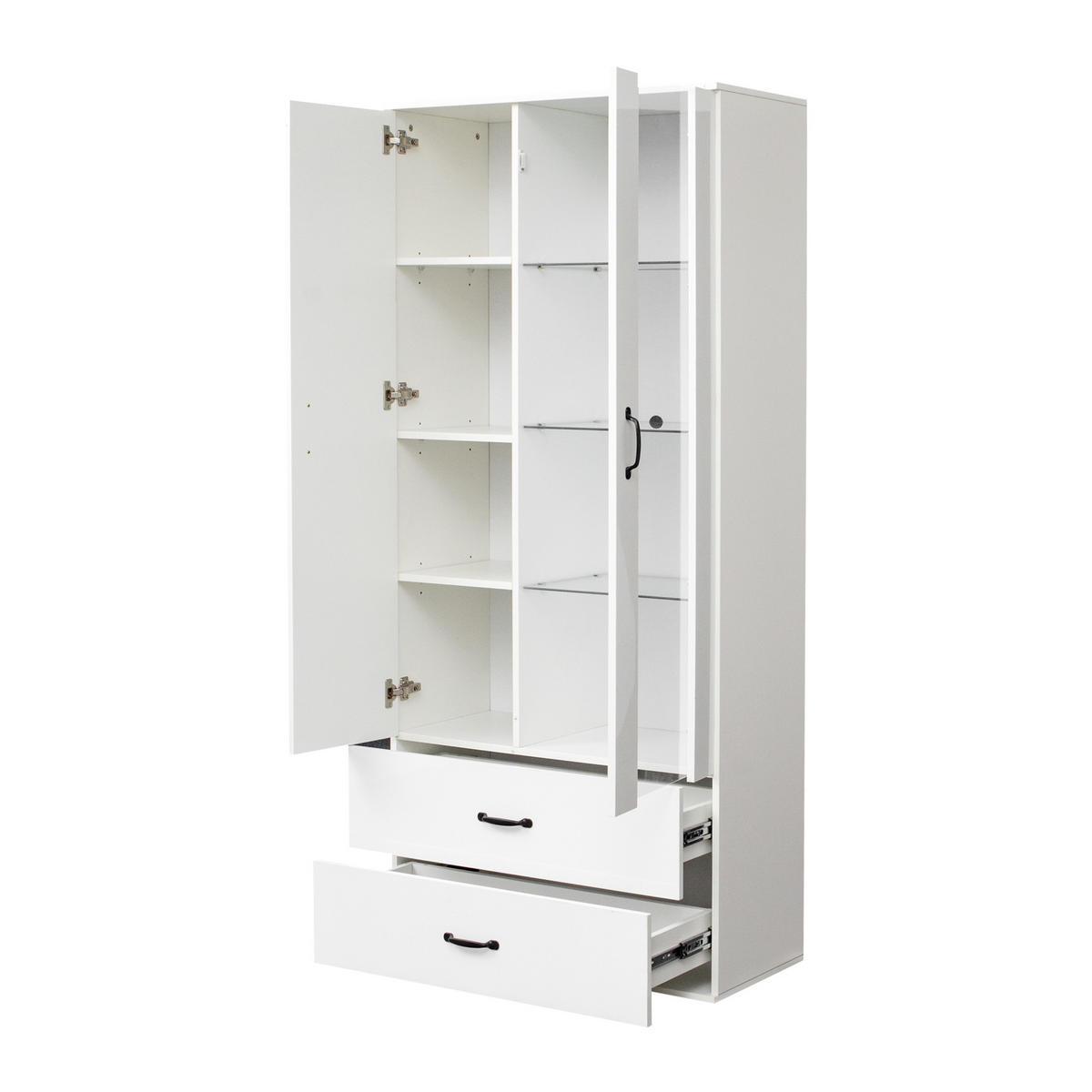 VITRINE LED-Schrank mit 2 Türen,Buffetschrank,Weiß - Weiß, Holz (59.5/182/35cm) - LVHOM