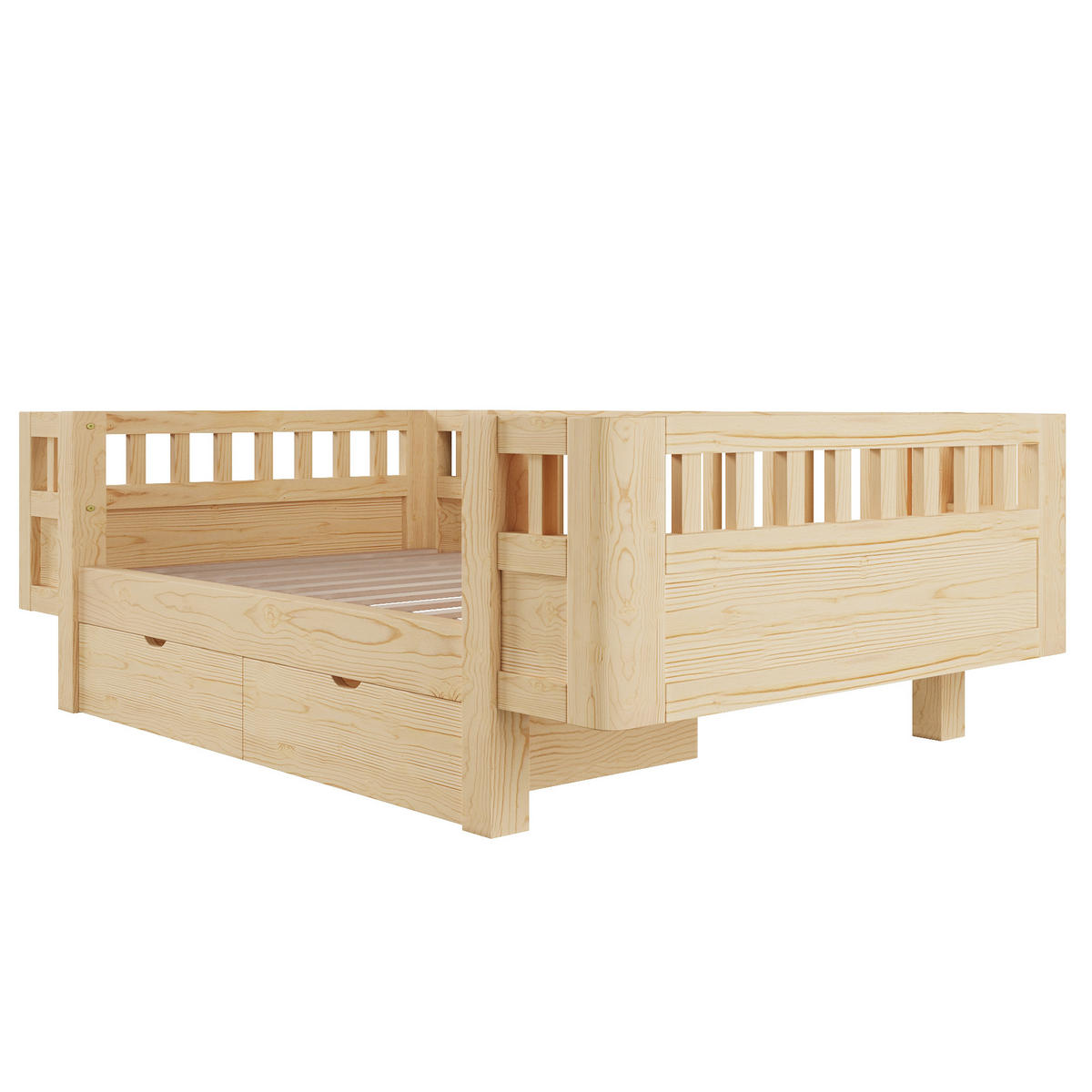 KINDERBETT 90/200 cm in Holzfarbe mit 2 Schubladen Massivholz Skandinavisches Design - Naturfarben, Holzwerkstoff (90/200cm) - STILVORA